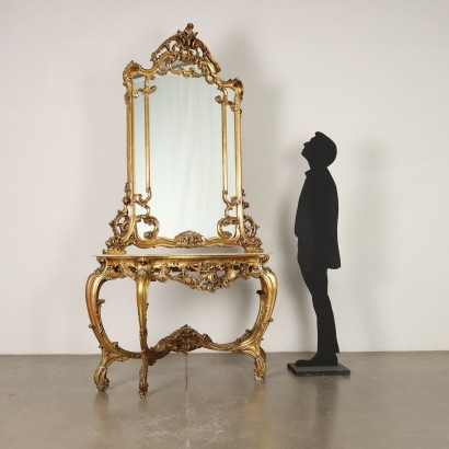 Konsole mit Spiegel Barockstil Holz Italien XX Jhd