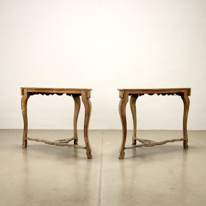 Paar Lackierte Konsolen Barock Holz Italien XVIII Jhd