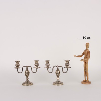 Paire de Candélabres Argent Italie XXe Siècle