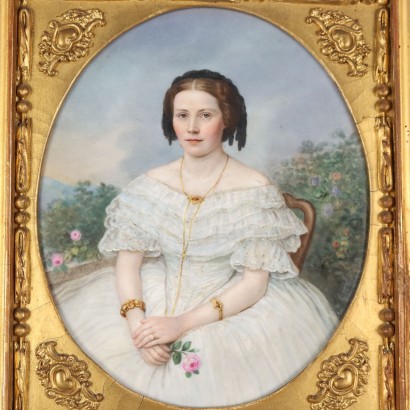 Peint sur Porcelaine avec Portrait de, Portrait de Dame