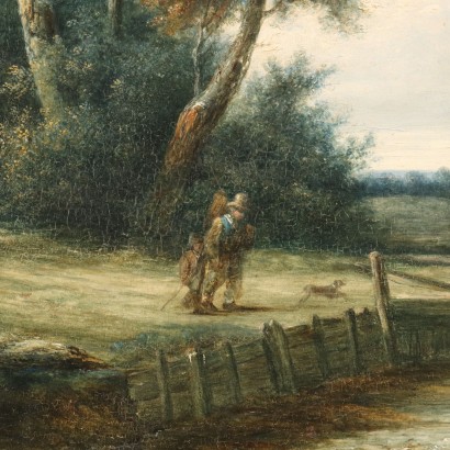 Paysage avec Personnages Huile sur Toile Europe XVIIIe-XIXe Siècle