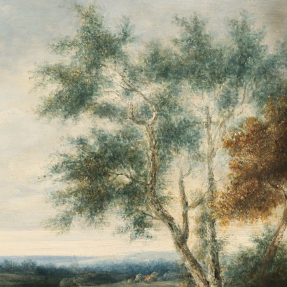 Paysage avec Personnages Huile sur Toile Europe XVIIIe-XIXe Siècle