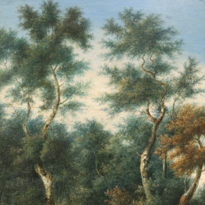 Paysage avec Personnages Huile sur Toile Europe XVIIIe-XIXe Siècle