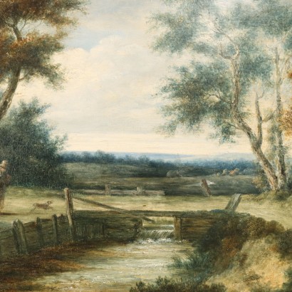 Paysage avec Personnages Huile sur Toile Europe XVIIIe-XIXe Siècle