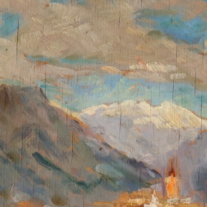 Dipinto con Scorcio Montano,Tramonto d'inverno _Cortina D0apo,Tramonto d'inverno Cortina D0apos