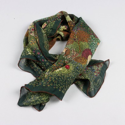 Vintage Green Gucci Scarf Silk Italy 1960s-1970s