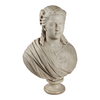 A. Della Bitta Büste aus Weißem Marmor Italien 1879