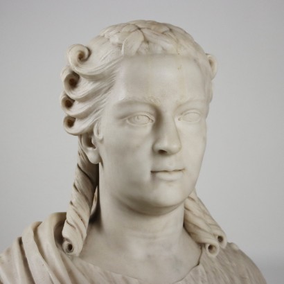 A. Della Bitta Büste aus Weißem Marmor Italien 1879