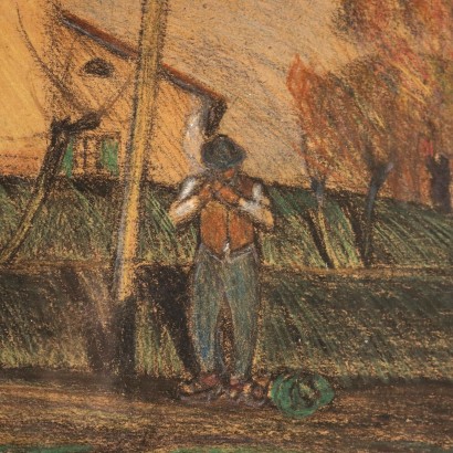 Landscape with Cottage Crayons on Paper Italy 1930