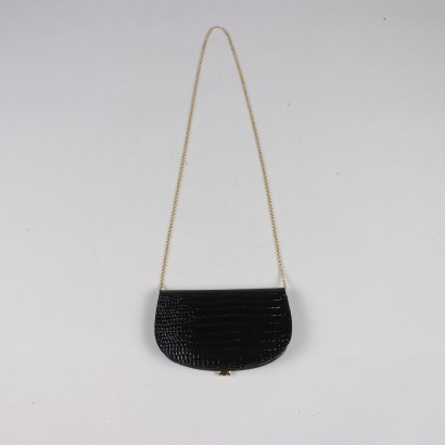 Cartera Vintage Estampado Cocodrilo Negro