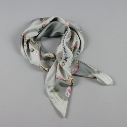 Foulard Vintage Must de Cartier Grigio e Rosa
