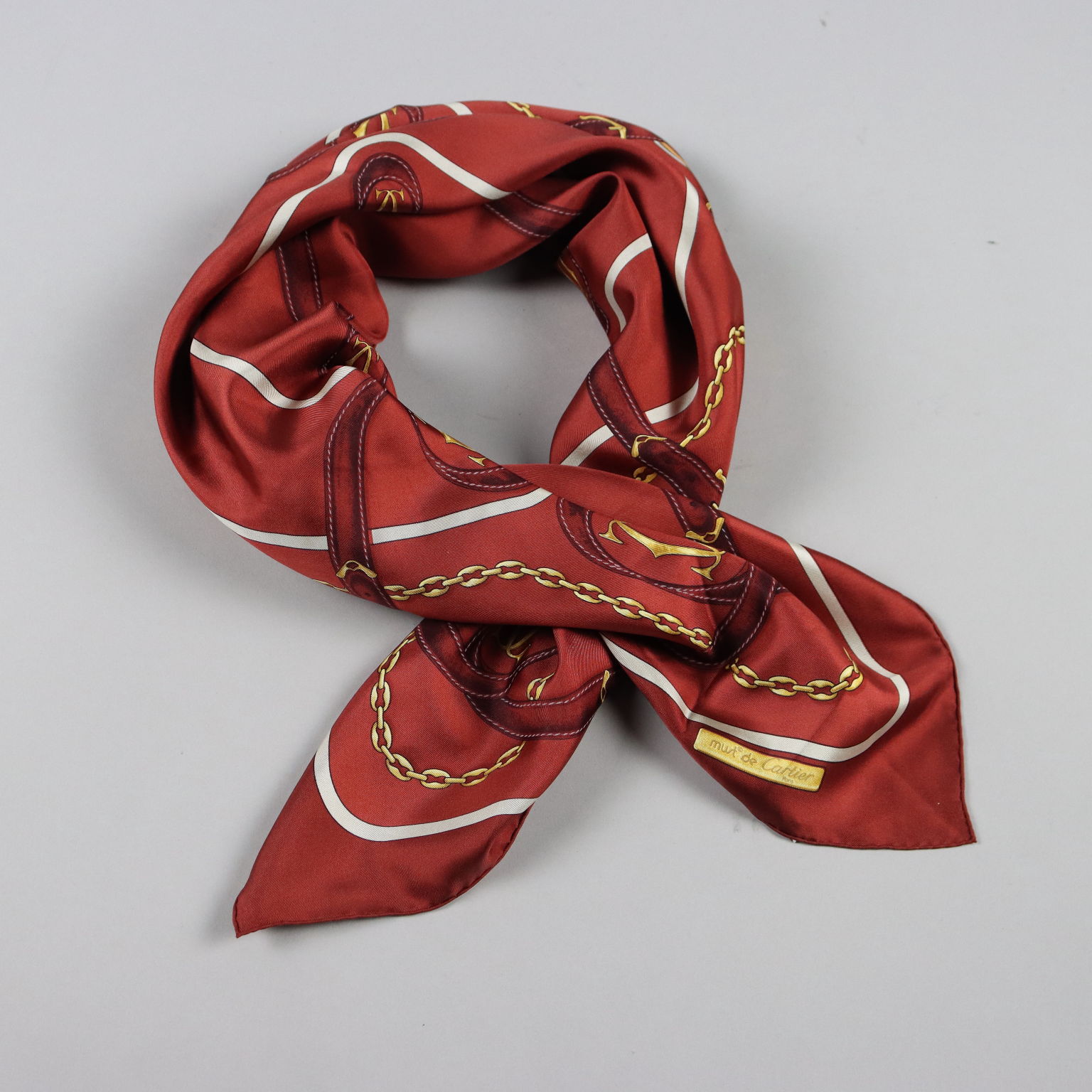 must de Cartier ストール Must de Cartier Foulard Vintage Francia Seta Color mattone