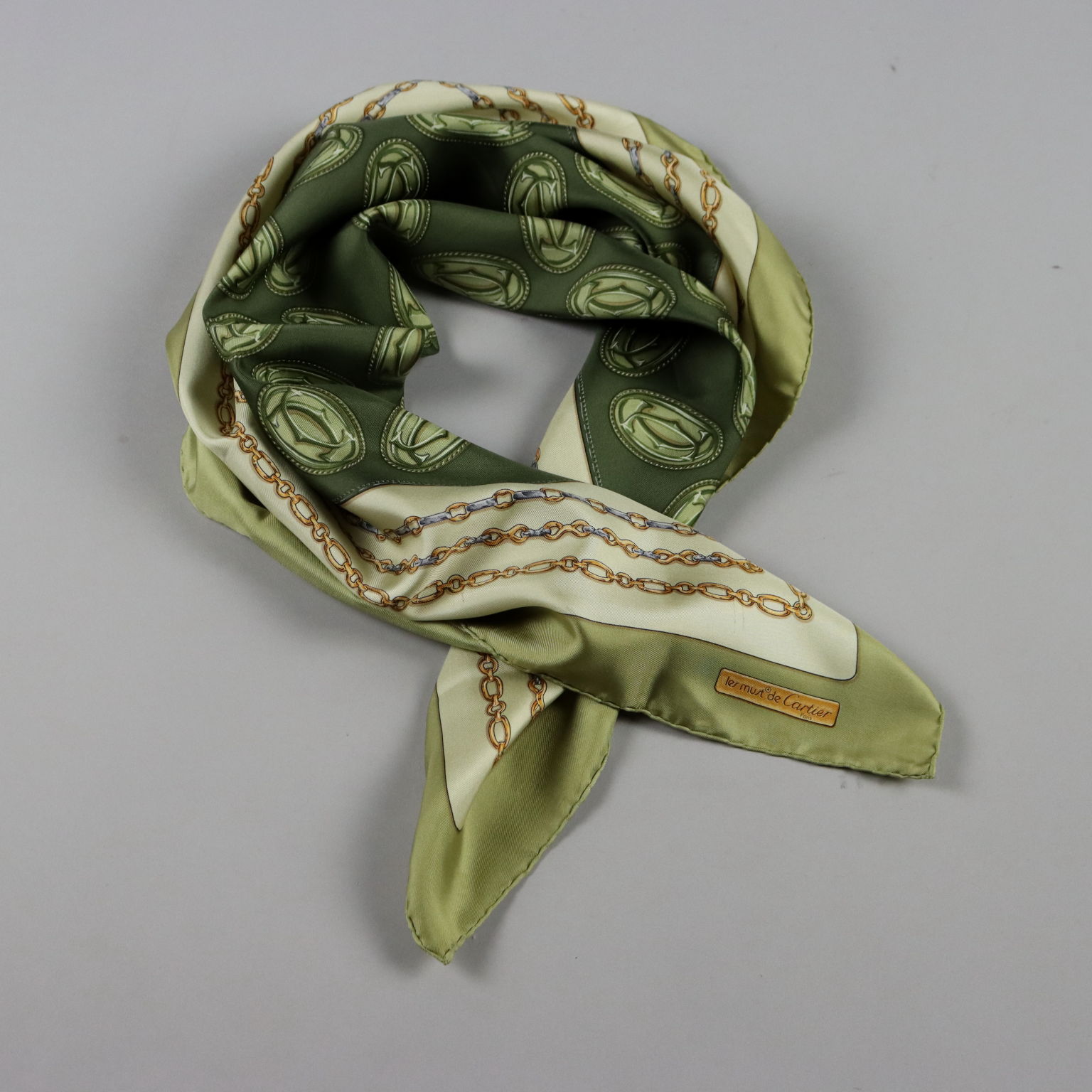 must de Cartier ストール Must de Cartier Foulard Vintage Italia Seta Color verde
