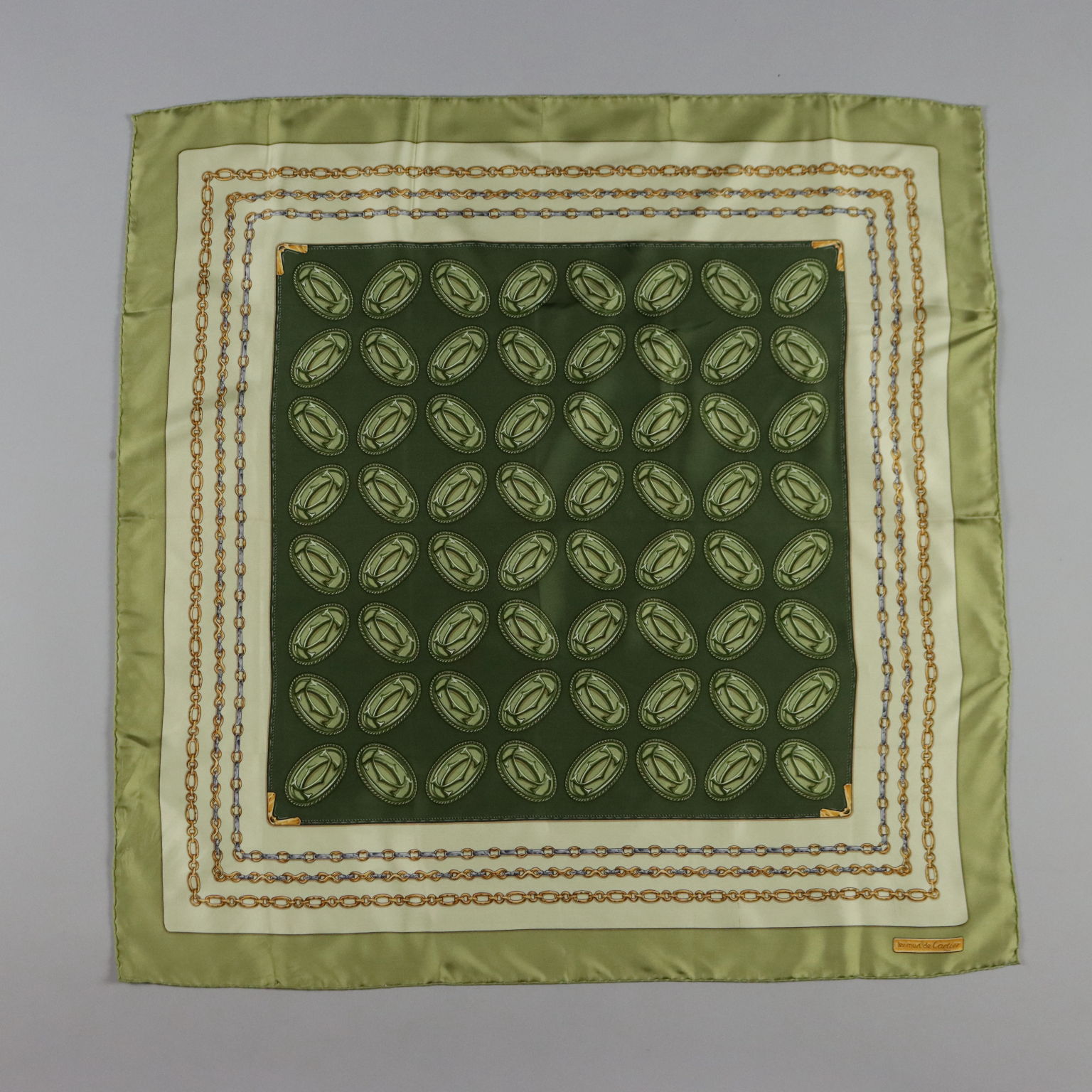 Must de Cartier Foulard Vintage Italia Seta Color verde