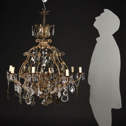 antiquariato, lampadario, antiquariato lampadari, lampadario antico, lampadario antico italiano, lampadario di antiquariato, lampadario neoclassico, lampadario del 800,Lampadario in Metallo Dorato