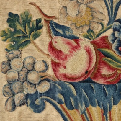arte, arte italiana, pittura antica italiana,Ricamo con Composizione di Frutta e Fi,Composizione con frutta e fiori