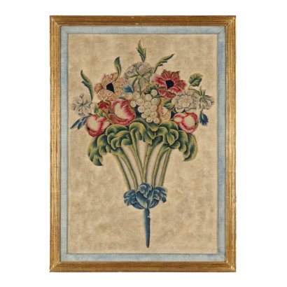 Ricamo con Composizione con Frutta e Fiori