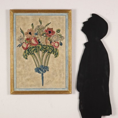 arte, arte italiana, pittura antica italiana,Ricamo con Composizione con Frutta e F,Composizione con frutta e fiori
