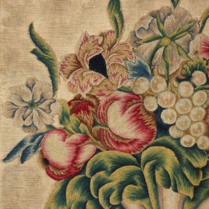 arte, arte italiana, pittura antica italiana,Ricamo con Composizione con Frutta e F,Composizione con frutta e fiori