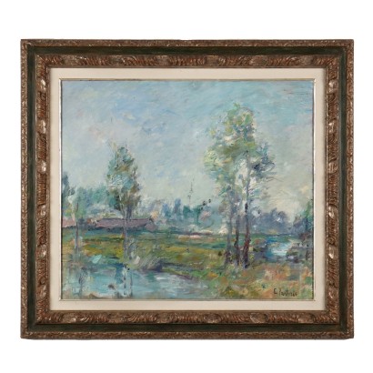 Dipinto con Paesaggio Lombardo di Ezio Pastorio 19