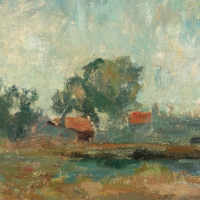 arte, arte italiana, pittura novecento italiana,Dipinto Paesaggio di Ezio Pastorio ,Ezio Pastorio