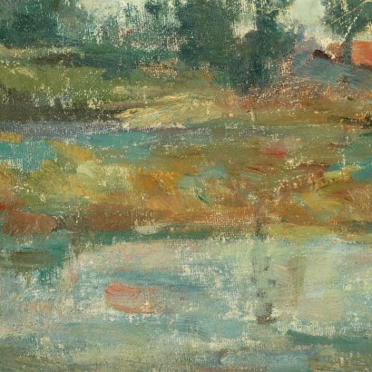 arte, arte italiana, pittura novecento italiana,Dipinto Paesaggio di Ezio Pastorio ,Ezio Pastorio
