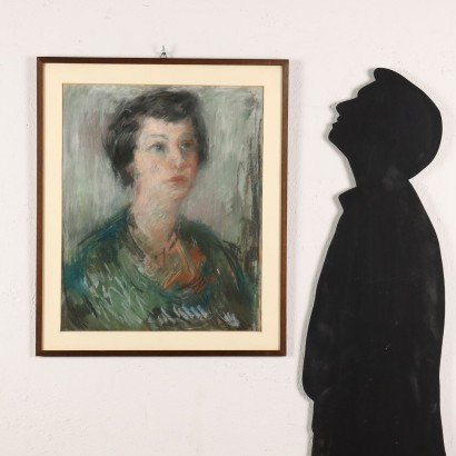 arte, arte italiana, pittura novecento italiana,Dipinto Ritratto femminile di Ezio Pasto,Ezio Pastorio,Ezio Pastorio
