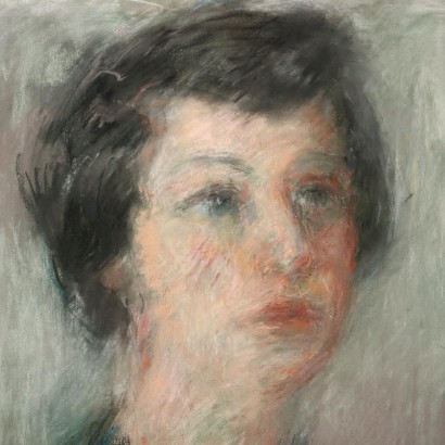 arte, arte italiana, pittura novecento italiana,Dipinto Ritratto femminile di Ezio Pasto,Ezio Pastorio,Ezio Pastorio