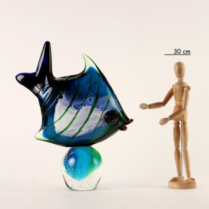 antiquariato, vetro, antiquariato vetri, vetro antico, vetro antico italiano, vetro di antiquariato, vetro neoclassico, vetro del 800,Pesce Scultura in Vetro di Murano