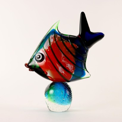 antiquariato, vetro, antiquariato vetri, vetro antico, vetro antico italiano, vetro di antiquariato, vetro neoclassico, vetro del 800,Pesce Scultura in Vetro di Murano