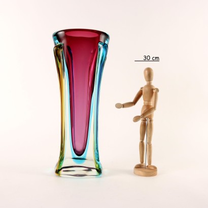 modernariato, modernariato di design, vaso, vaso modernariato, vaso di modernariato, vaso italiano, vaso vintage, vaso anni '60, vaso design anni 60,Vaso in Vetro Sommerso