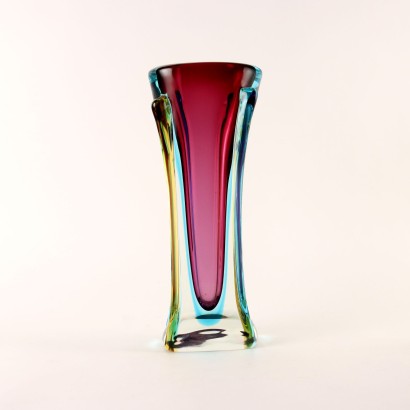 modernariato, modernariato di design, vaso, vaso modernariato, vaso di modernariato, vaso italiano, vaso vintage, vaso anni '60, vaso design anni 60,Vaso in Vetro Sommerso