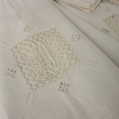 Nappe avec 9 Napperons Lin Italie XXe Siècle