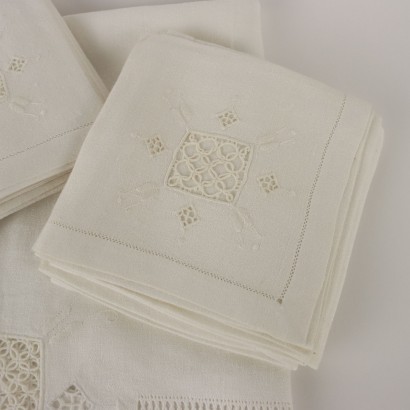 Nappe avec 9 Napperons Lin Italie XXe Siècle