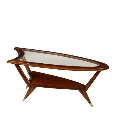 Table Basse Vintage des Années 50 Double Plateau Hêtre Teinté