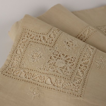 Drap Double avec 2 Taies d\'Oreiller Lin Italie XX Siècle