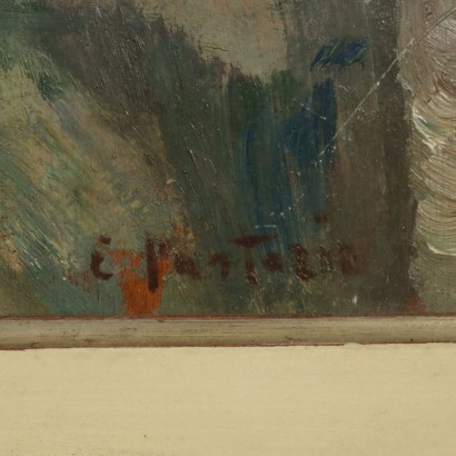art, art italien, peinture italienne du XXe siècle,Peinture avec paysage lombard par Ezio%2,Clusone,Ezio Pastorio,Peinture avec paysage lombard par Ezio%2,Ezio Pastorio