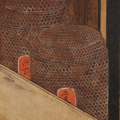 Stilleben Tempera auf Leinwand Korea XIX Jhd