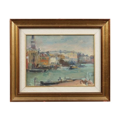 Painting by Ezio Pastorio with Glimpse of Venice