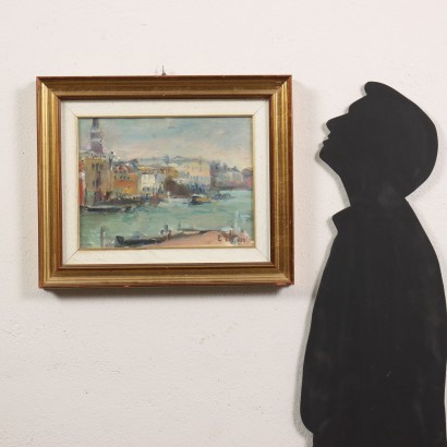 art, Italian art, twentieth century Italian painting,Painting by Ezio Pastorio with Glimpse V,Venetian Glimpse,Ezio Pastorio,Ezio Pastorio