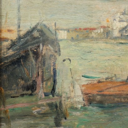 E. Pastorio Aperçu de San Marco Huile sur Toile Italie XXe Siècle