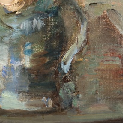 E. Pastorio Vase mit Rosen Öl auf Leinwand Italien XX Jhd
