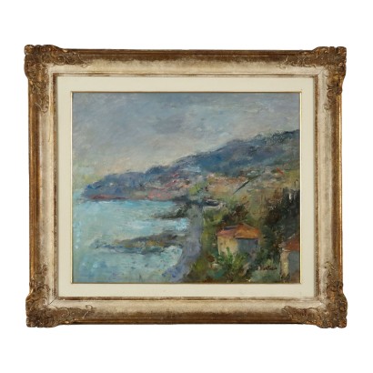 E. Pastorio Ligurisches Blick Öl auf Leinwand Italien XX Jhd