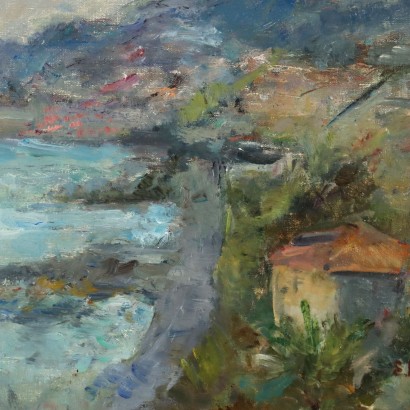E. Pastorio Ligurisches Blick Öl auf Leinwand Italien XX Jhd